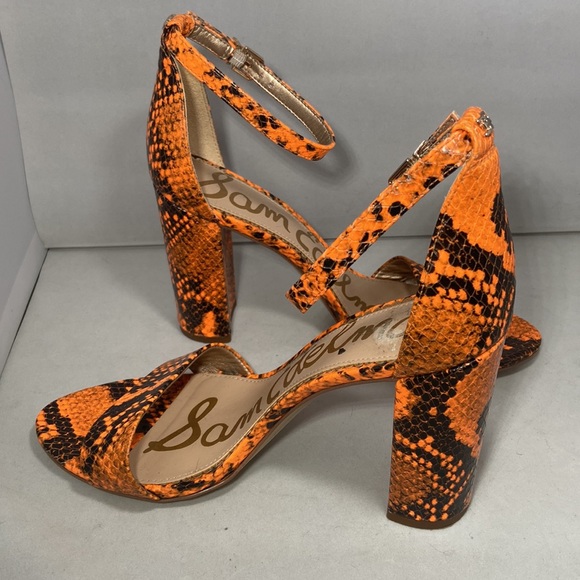 Sam Edelman Yaro Python-Embossed Leather Block-Heel Sandals size 8 - Picture 6 of 6